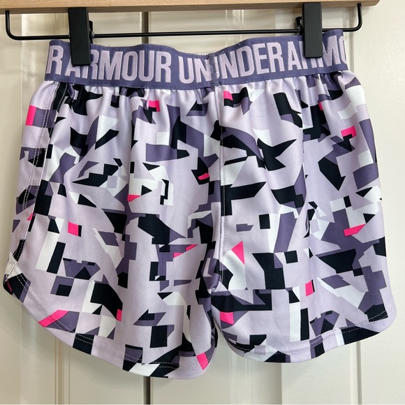 Under Armour Girls Play Up Printed Shorts in Purple, Size S - Picture 6 of 7